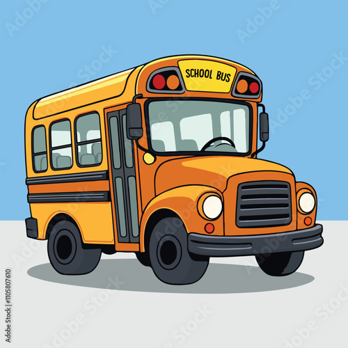 School Bus Cartoon: A vibrant cartoon illustration of a classic yellow school bus, perfectly embodying the essence of childhood transport.