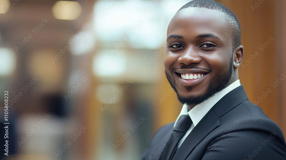 A Confident and Approachable Salesman in a Suit Smiling Enthusiastically in a Modern Office Environment, Exuding Professionalism and Friendliness. This Abstract Marketing Background is Perfect for Bus A Confident and Approachable Salesman in a Suit Smiling Enthusiastically in a Modern Office Environment, Exuding Professionalism and Friendliness. This Abstract Marketing Background is Perfect for Bus