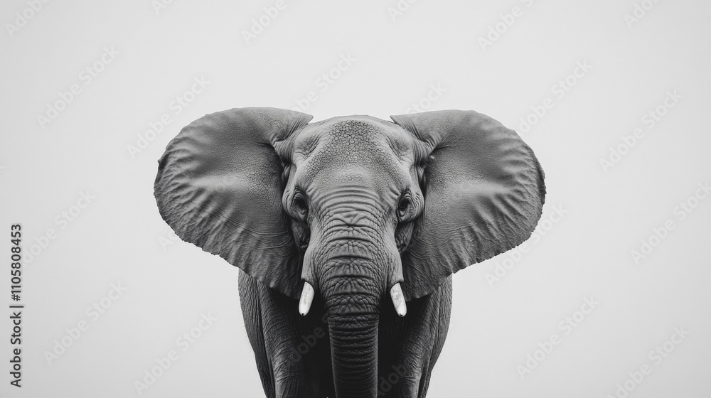 Fototapeta premium Elephant on plain white background