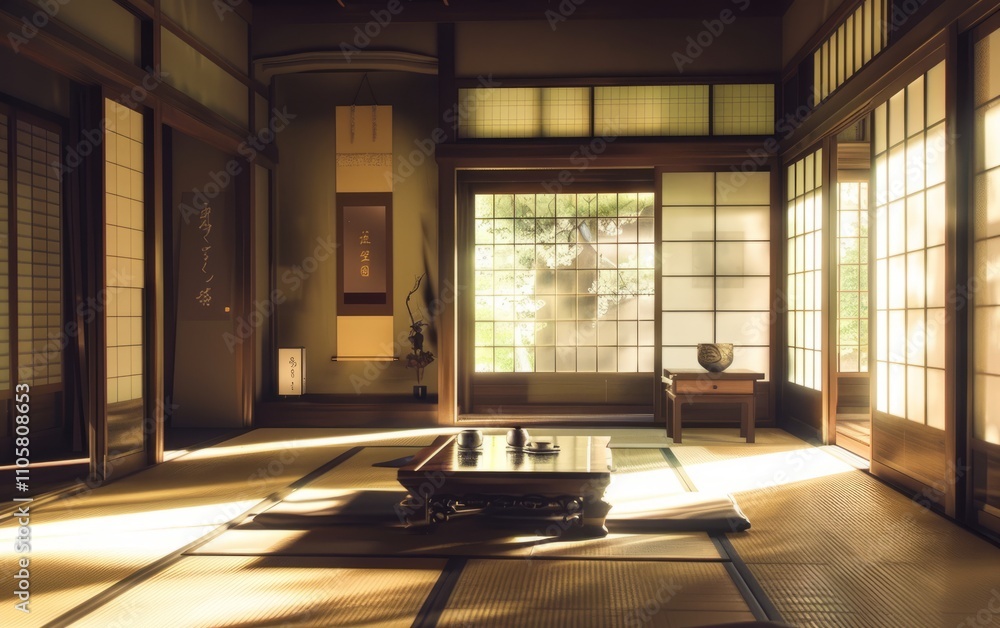 Minimalist, japandi interior design of modern living room. Minimalist, japandi interior design of modern living room.