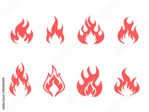 fire flame icon vector set art illustration, fire flame icon bundle vector set