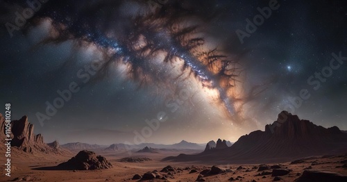 Majestic view of the Milky Way galaxy from a far-off planet, Space scenery, Cluster