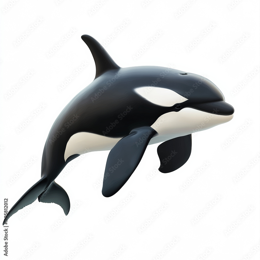 Fototapeta premium A realistic orca on a White background