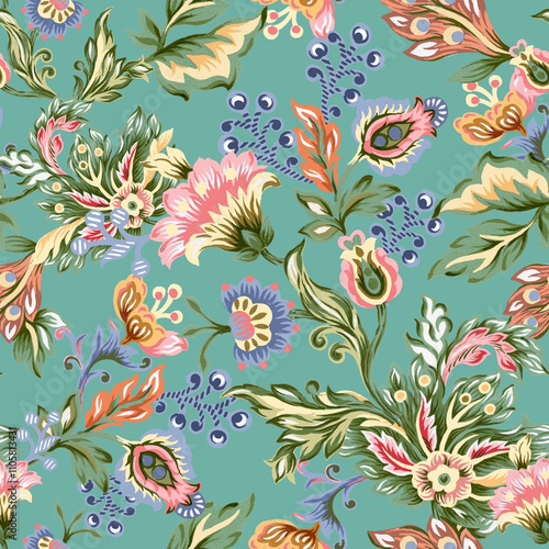 Photos Beautiful chintz damask jacobean paisley watercolor design botanical seamless pa