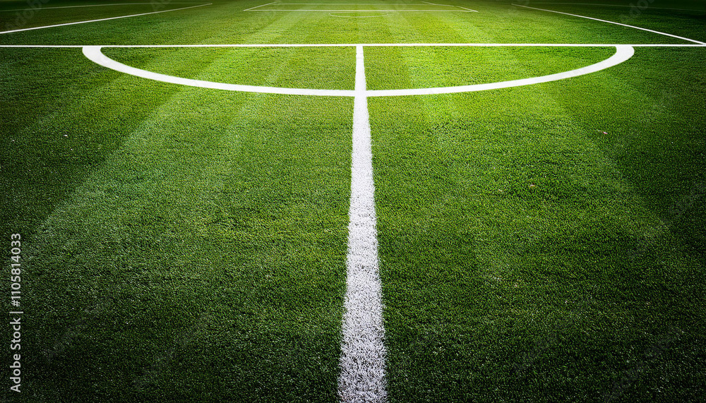 Obraz premium textured soccer game field - center, midfield