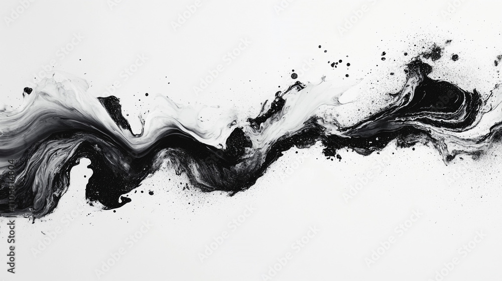 Abstract Black and White Ink Swirl Painting Texture Abstract Black and White Ink Swirl Painting Texture