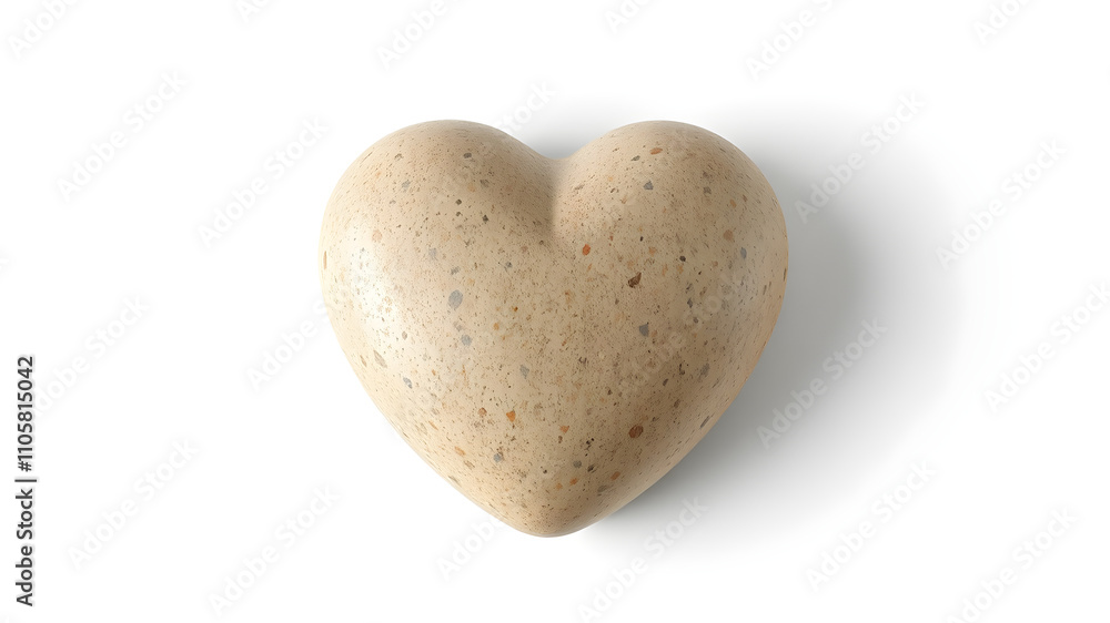 Fototapeta premium A small heart-shaped pebble with a smooth surface, isolated on white