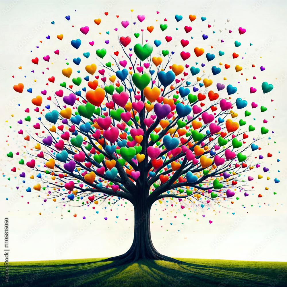 High detail illustration of love tree. Abstract illustration of a tree with hearts. High detail illustration of love tree. Abstract illustration of a tree with hearts.