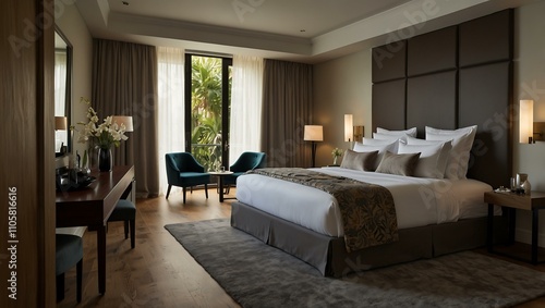 Contemporary boutique hotel suite.