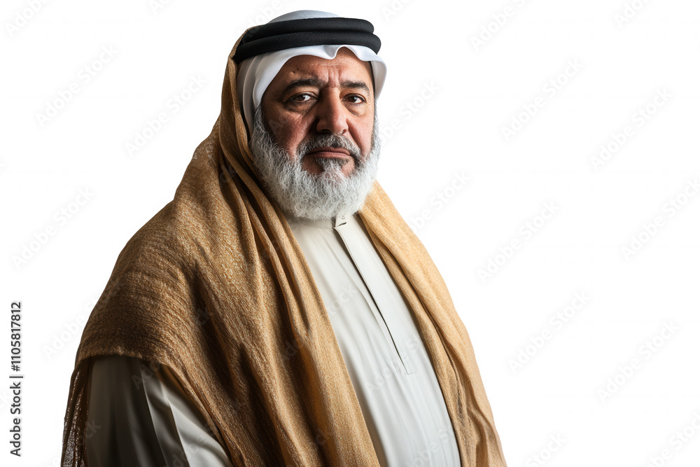 A man dressed in traditional attire stands confidently with a serious expression. The image features a sheer, transparent background, emphasizing the subjects presence and attire. A man dressed in traditional attire stands confidently with a serious expression. The image features a sheer, transparent background, emphasizing the subjects presence and attire.