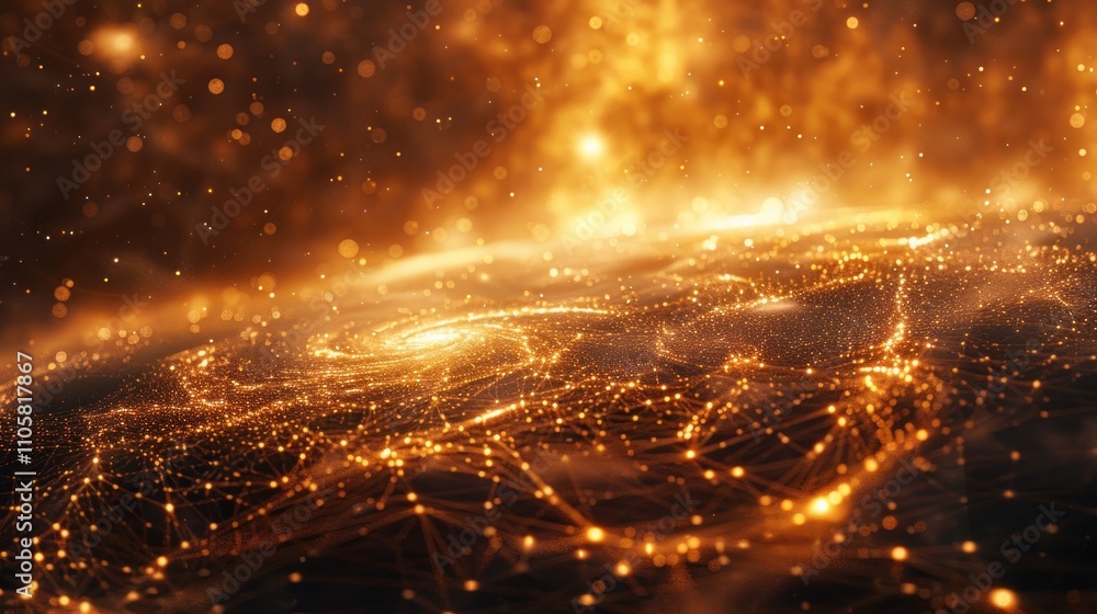 Fiery cosmic galaxy with glowing connections. Fiery cosmic galaxy with glowing connections.