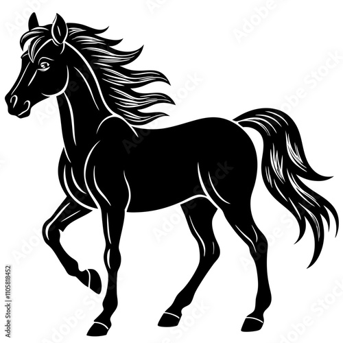 Horse silhouette on White background 