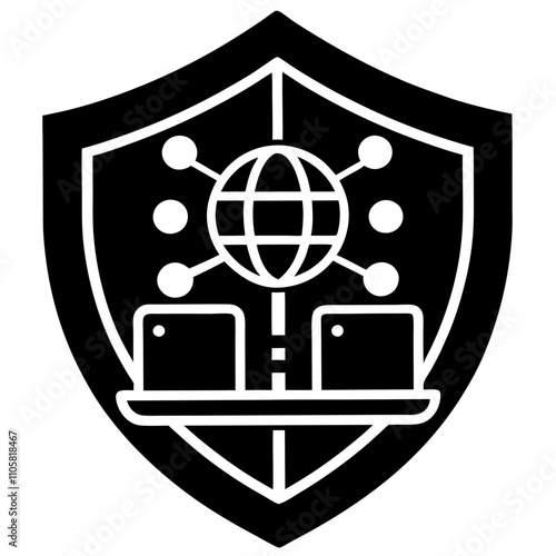 internet technology defence icon silhouette on White background 