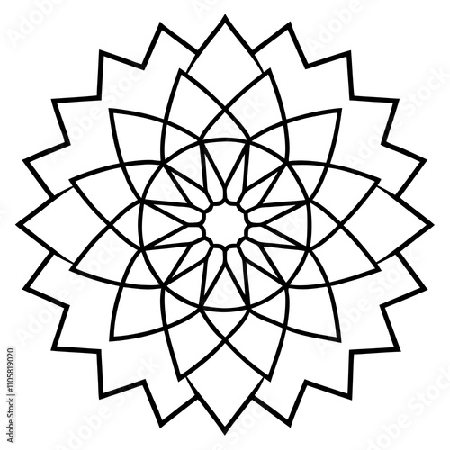 Mandala with fine geometric lines