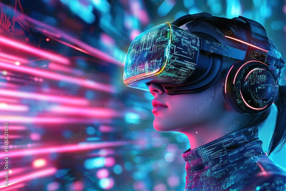 Cyber persona in a rapid digital neon immersion Cyber persona in a rapid digital neon immersion