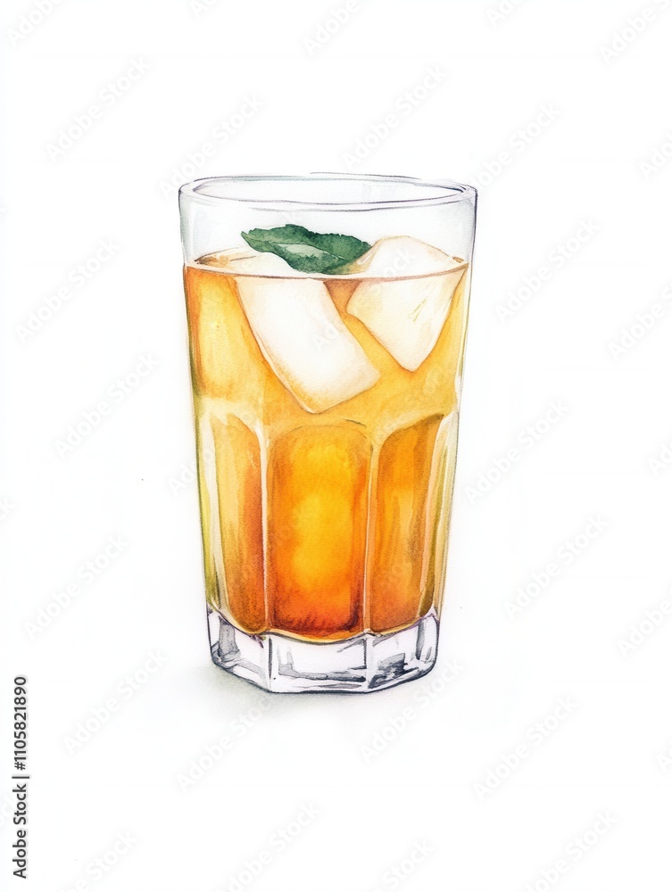 A refreshing glass of iced tea with mint leaves and ice cubes, perfect for a hot day. A refreshing glass of iced tea with mint leaves and ice cubes, perfect for a hot day.