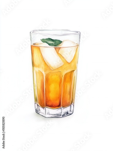 Wallpaper Mural A refreshing glass of iced tea with mint leaves and ice cubes, perfect for a hot day. Torontodigital.ca
