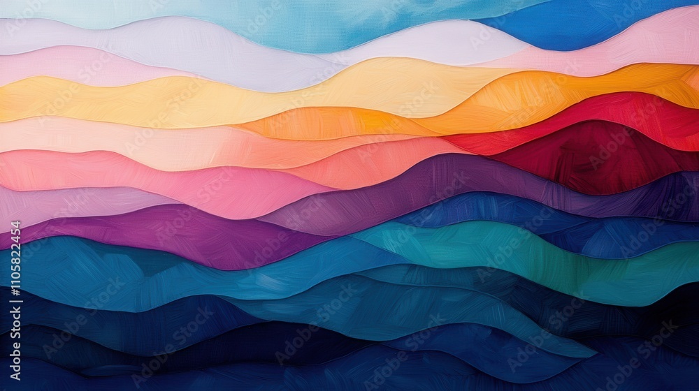 Colorful Abstract Waves in Smooth Layers with Gentle Gradients and Textures Colorful Abstract Waves in Smooth Layers with Gentle Gradients and Textures