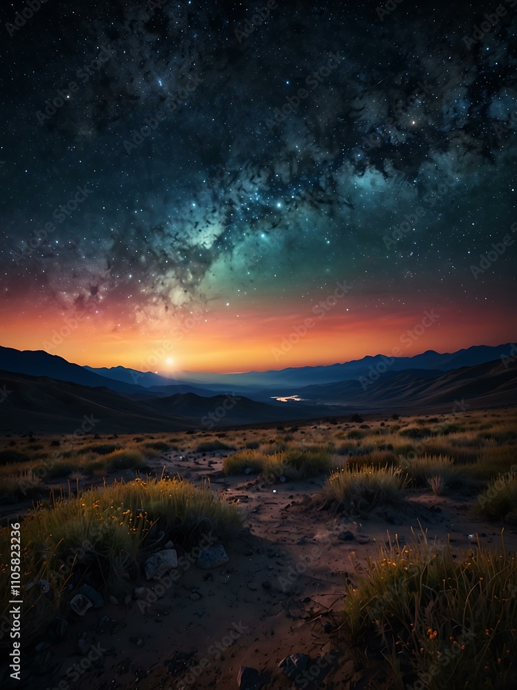 Cosmic landscape with stars. Cosmic landscape with stars.