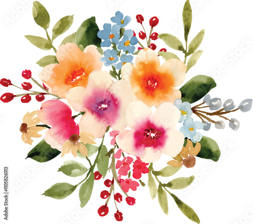 soft pastel watercolor flower bouquet