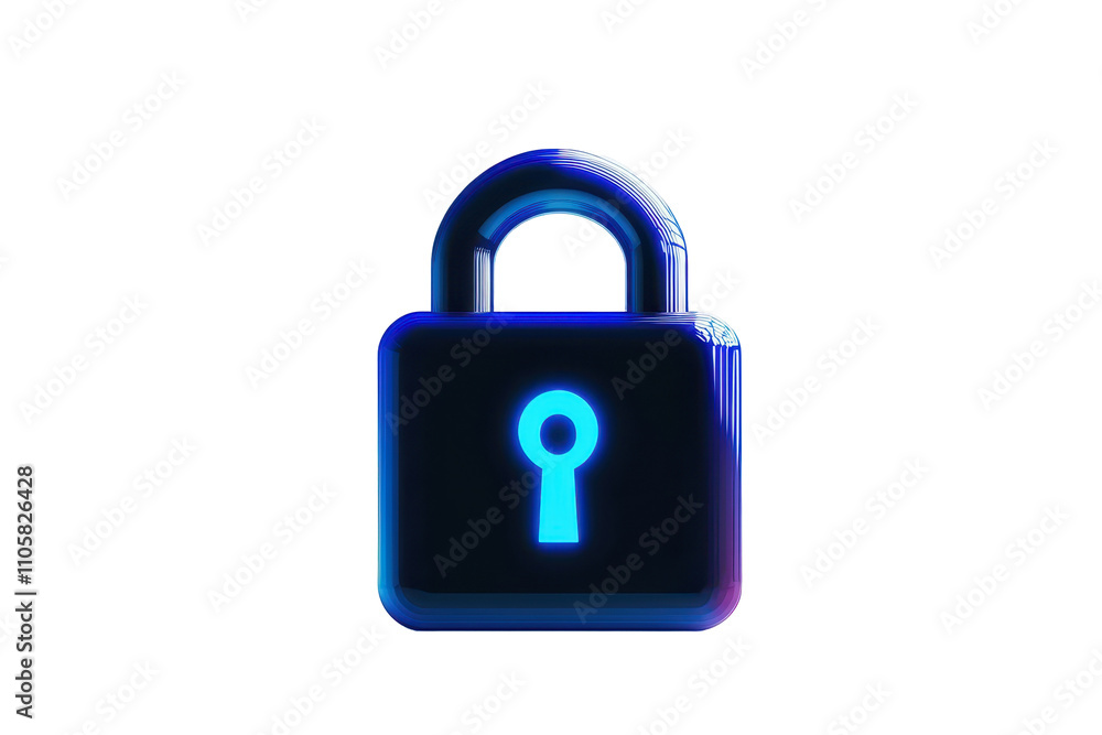 A blue glowing lock symbolizing security and privacy in the digital age. transparent background. A blue glowing lock symbolizing security and privacy in the digital age. transparent background.