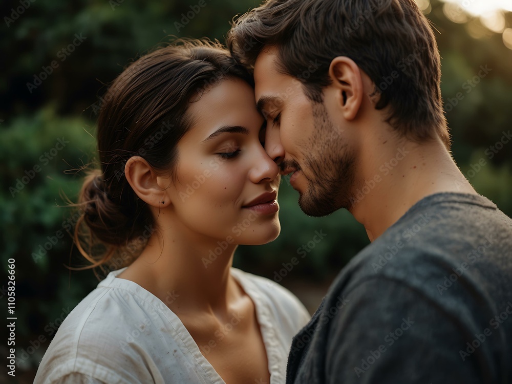Couple embracing or interacting in a tender moment. Couple embracing or interacting in a tender moment.