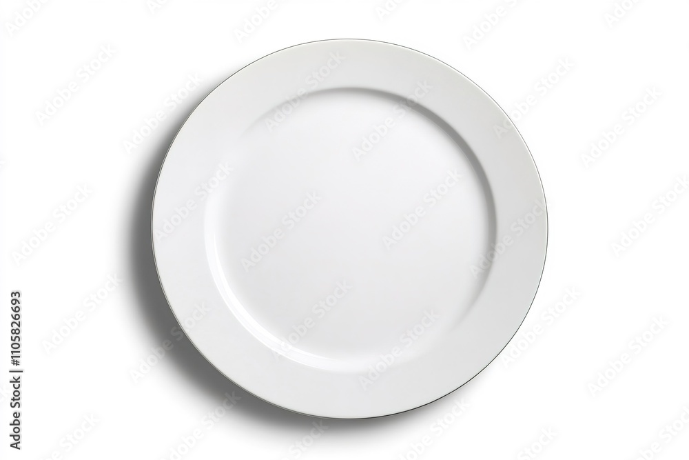 Simple white plate on a light background, top view Simple white plate on a light background, top view