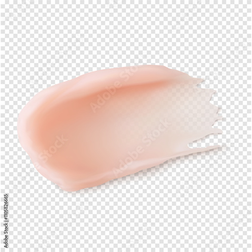 Pink lip balm stroke swatch. Skincare texture lip mask beauty product smear realistic vector illustration