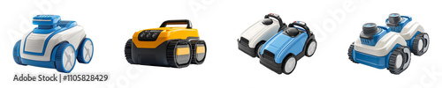 Set, Collection of Automatic Pool Cleaners isolated on transparent background.