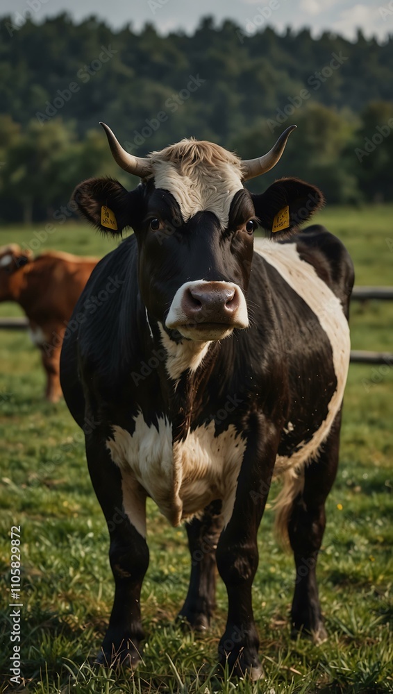 Cow standing in a pasture. Cow standing in a pasture.