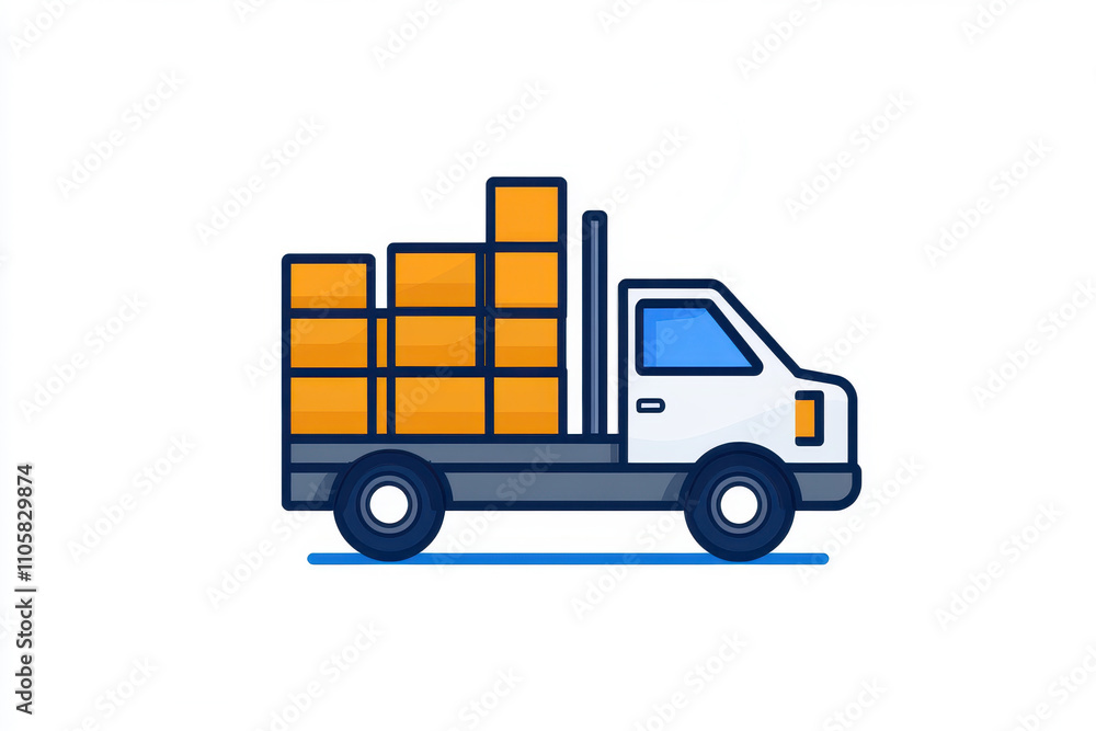 Illustration of a delivery truck carrying boxes for transportation and logistics. isolated on white background. Illustration of a delivery truck carrying boxes for transportation and logistics. isolated on white background.
