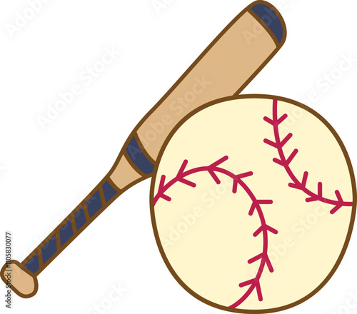 Baseball bat and ball sports sticker.