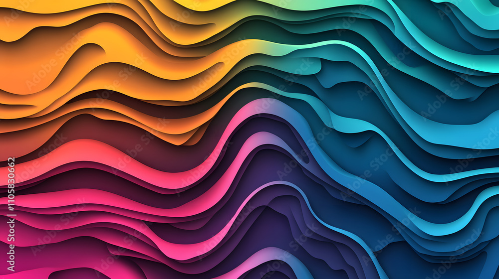 Fototapeta premium Colorful abstract wave patterns digital art studio graphic design virtual space close-up view creative expression