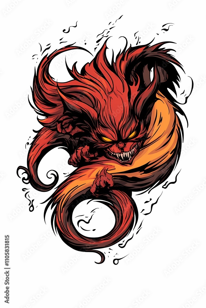 Fiery Demon Beast: A Digital Illustration of a Mythical Creature Fiery Demon Beast: A Digital Illustration of a Mythical Creature