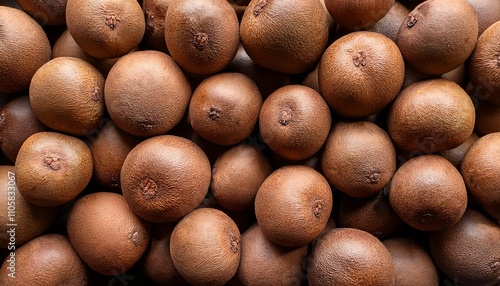 Flat Lay Top View of Bright Ripe Fragrant Brown Mamey sapote Fruit as Background photo