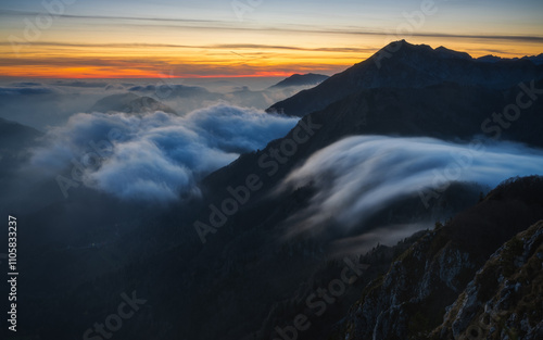 sunset over the mountains