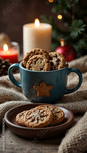 Wallpaper Mural Cozy Christmas setting with cookies and hot chocolate. Torontodigital.ca