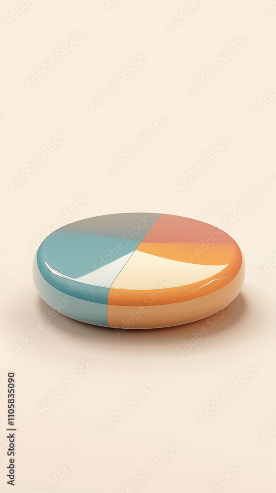 Fototapeta premium Enhance your home decor with this stylish round plate featuring vibrant colors. Perfect for display or serving, it adds a contemporary touch to any table setting.