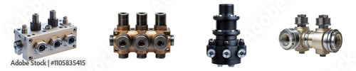 Set, Collection of Directional Valve isolated on transparent background.