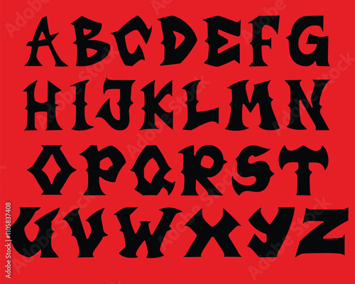 horror font shaped alphabet set