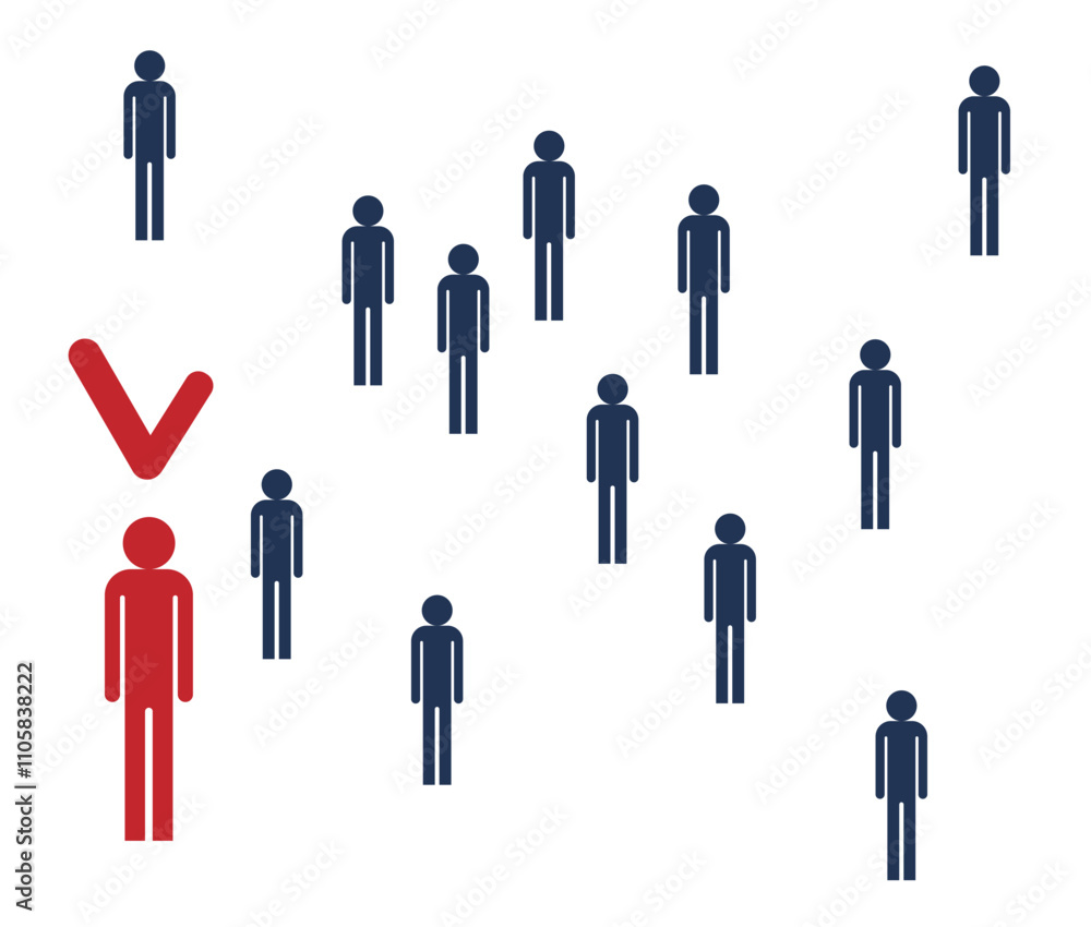 Suitable Candidate for a Job Abstract Human Figure Marked in Red. Work for a company and staff recruitment process Suitable Candidate for a Job Abstract Human Figure Marked in Red. Work for a company and staff recruitment process