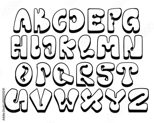 60s font shaped alphabet set