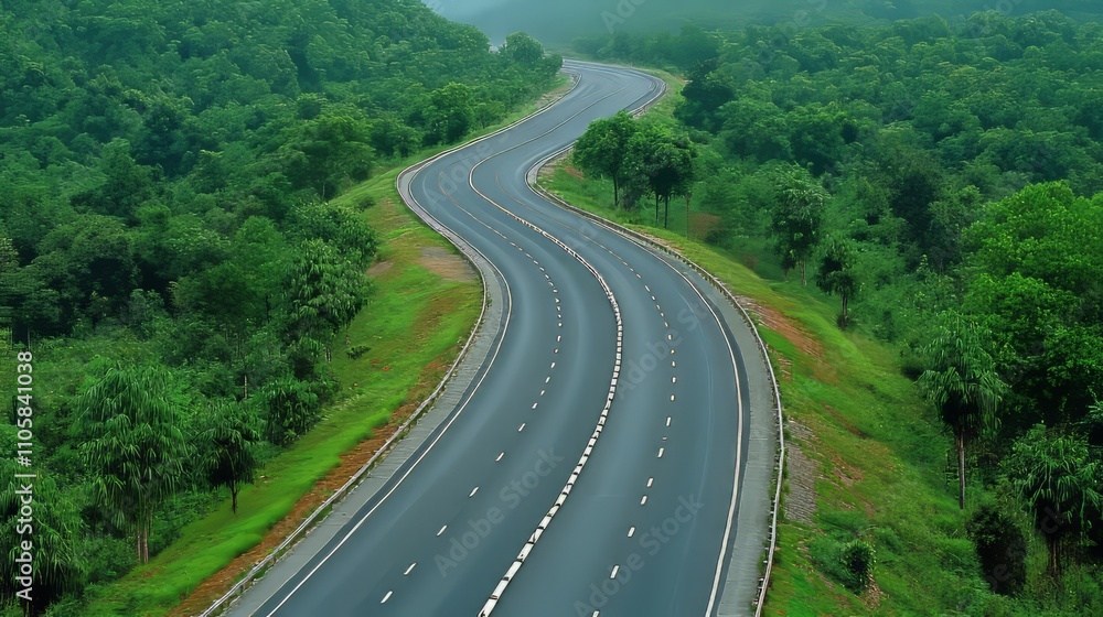 Fototapeta premium endless road with fresh and clean surface with curve
