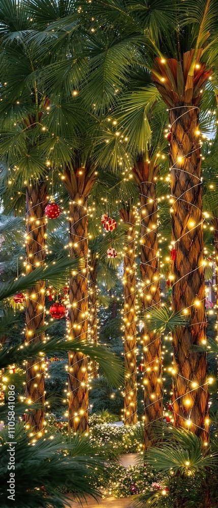 Charming winter palms print featuring christmas lights and decorations, christmas lights, winter, palms Charming winter palms print featuring christmas lights and decorations, christmas lights, winter, palms