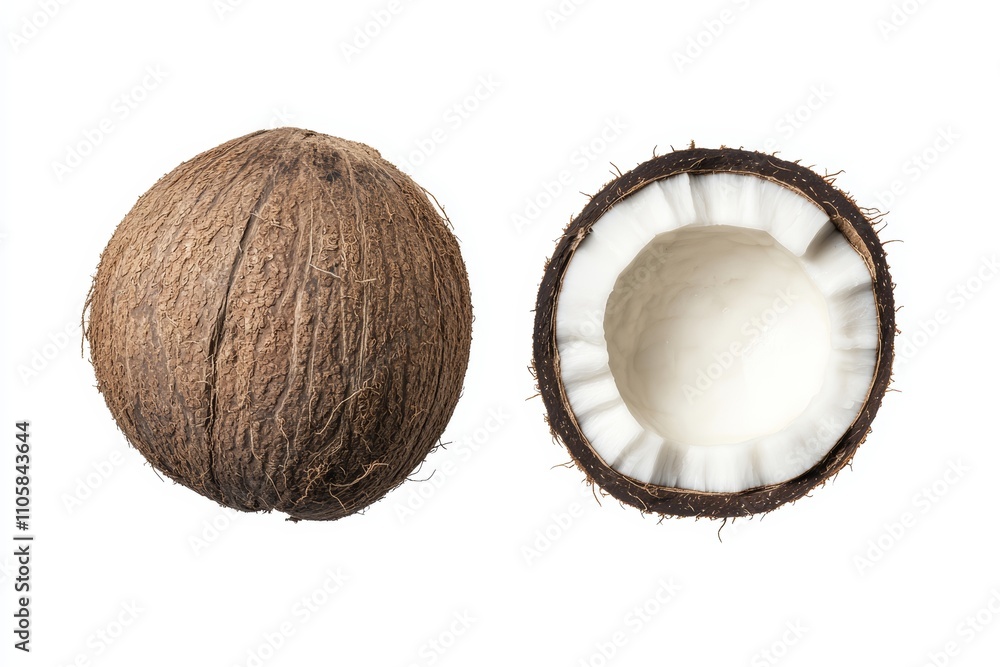 A close up of a coconut with the shell removed A close up of a coconut with the shell removed