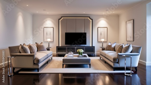 Wallpaper Mural Modern living room and kitchen interior with comfortable furniture and contemporary design Torontodigital.ca