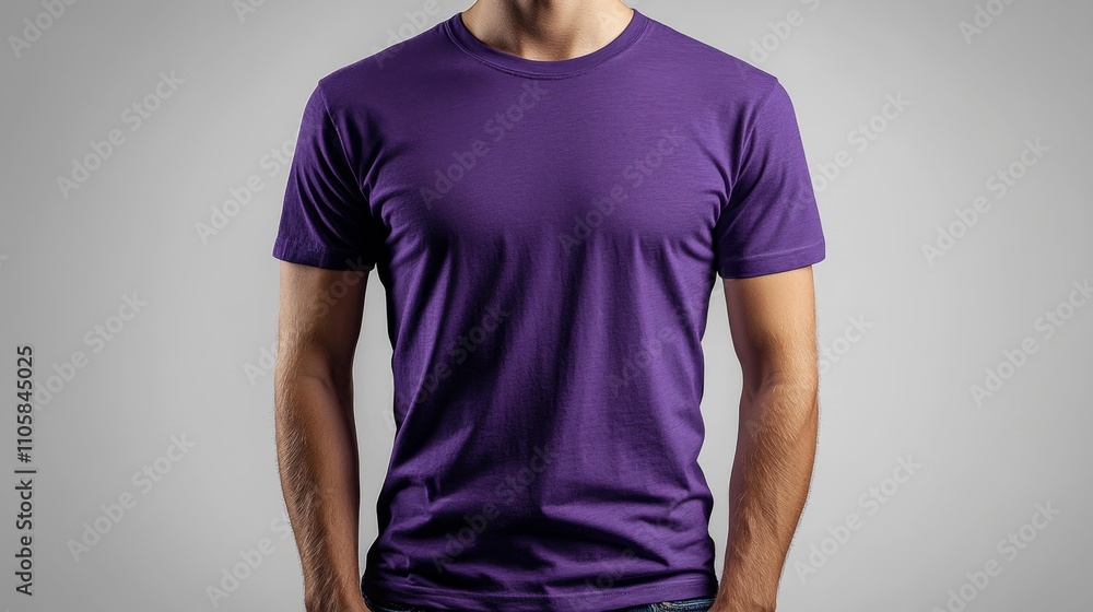 Purple T-Shirt on Mannequin Styled Fit. Generative AI Purple T-Shirt on Mannequin Styled Fit. Generative AI