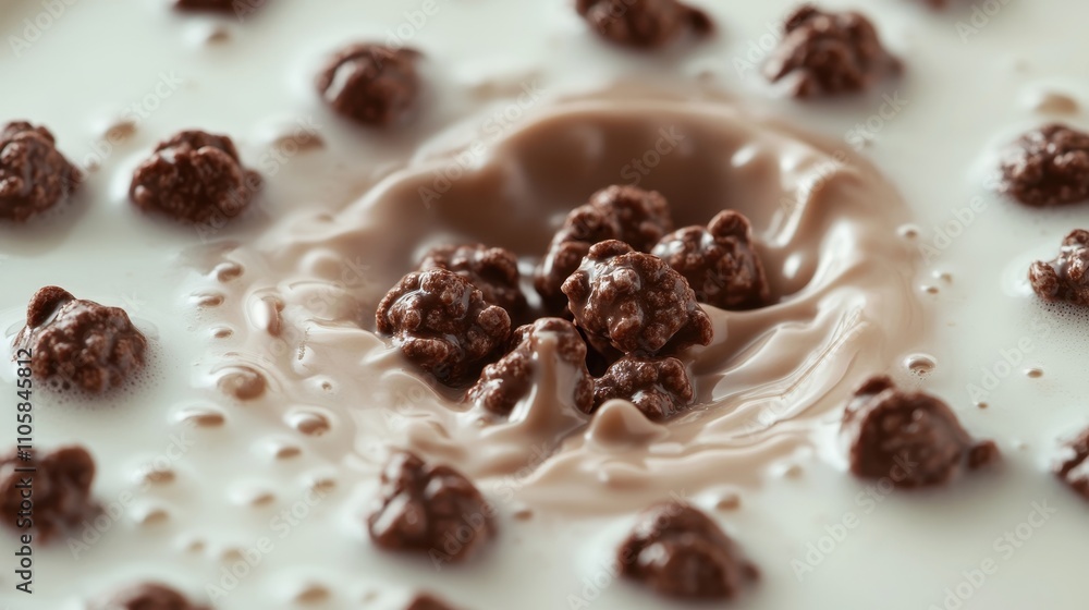 Fototapeta premium Close-Up of Chocolate Cereal in Milk