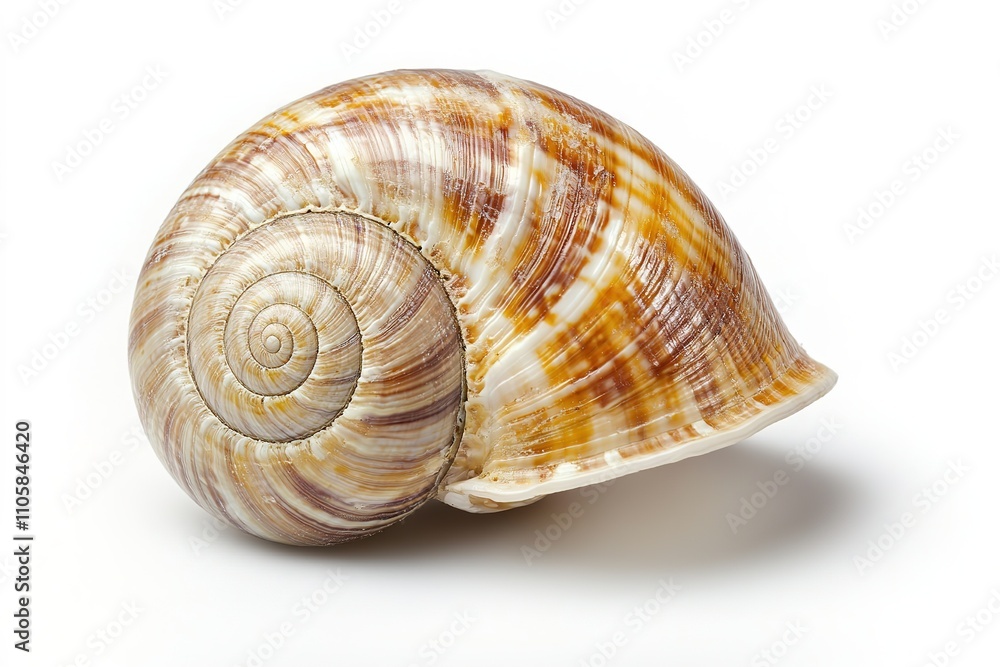 Spiral sea shell with unique pattern on white Spiral sea shell with unique pattern on white