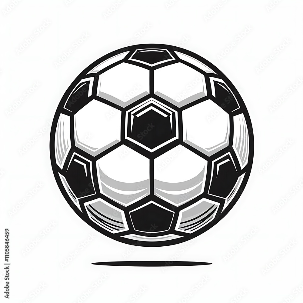 Fototapeta premium Black and white soccer ball illustration.